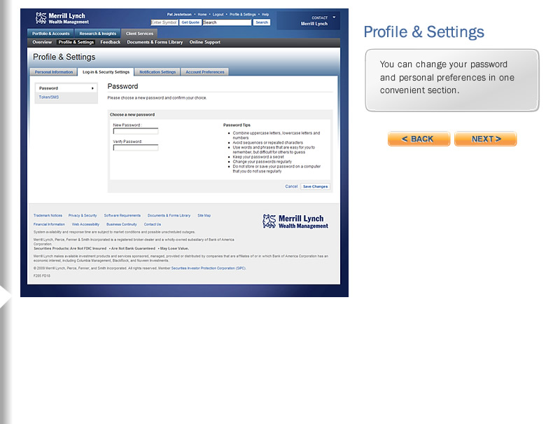 Merrill Lynch Wealth Management Site Enhancements   ProfileScreen 